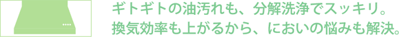 ギトギトの油汚れも、分解洗浄でスッキリ。